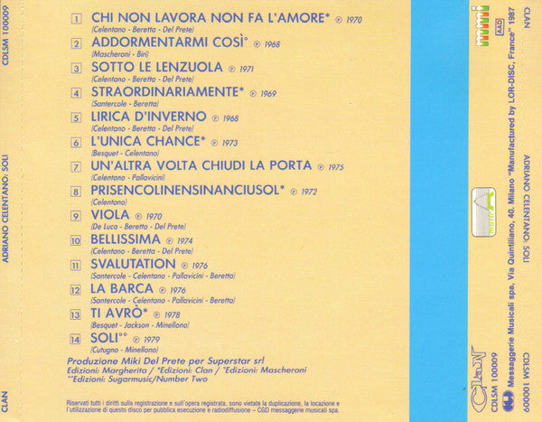 Adriano Celentano : Soli (CD, Comp)