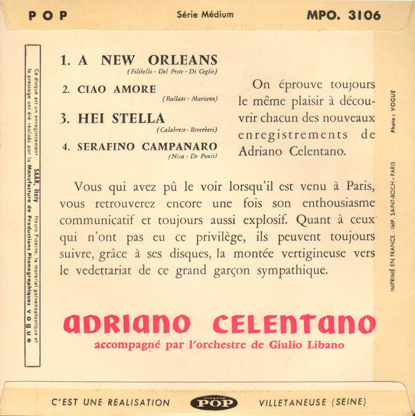 Adriano Celentano : A New Orleans (7", EP)