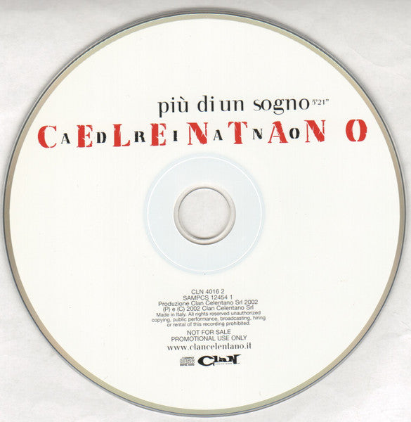 Adriano Celentano : Più Di Un Sogno (CD, Single, Promo)