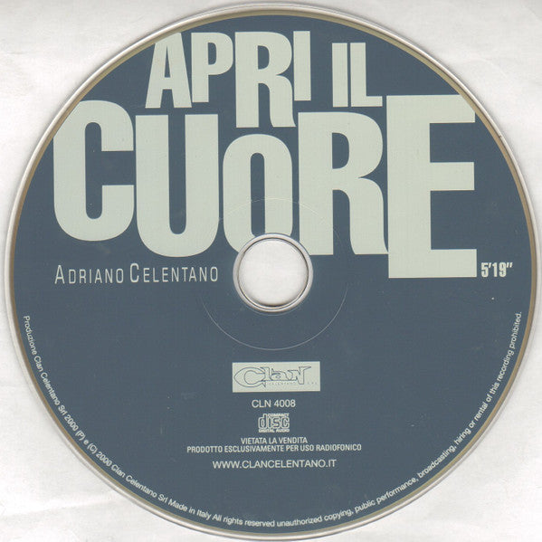 Adriano Celentano : Apri Il Cuore (CD, Single, Promo, Car)