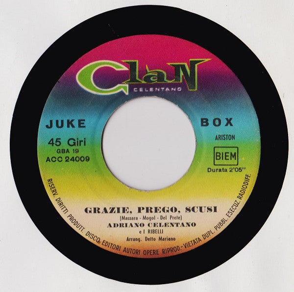 Adriano Celentano : Il Tangaccio (7", Jukebox)