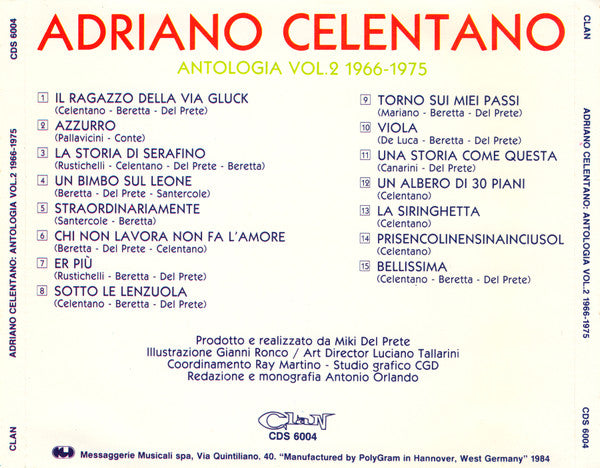 Adriano Celentano : Antologia Vol. 2 (1966-1975) (CD, Comp)